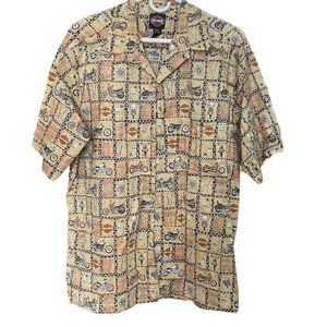 Vintage Harley Davidson X Tori Richard All Over Print Camp Shirt